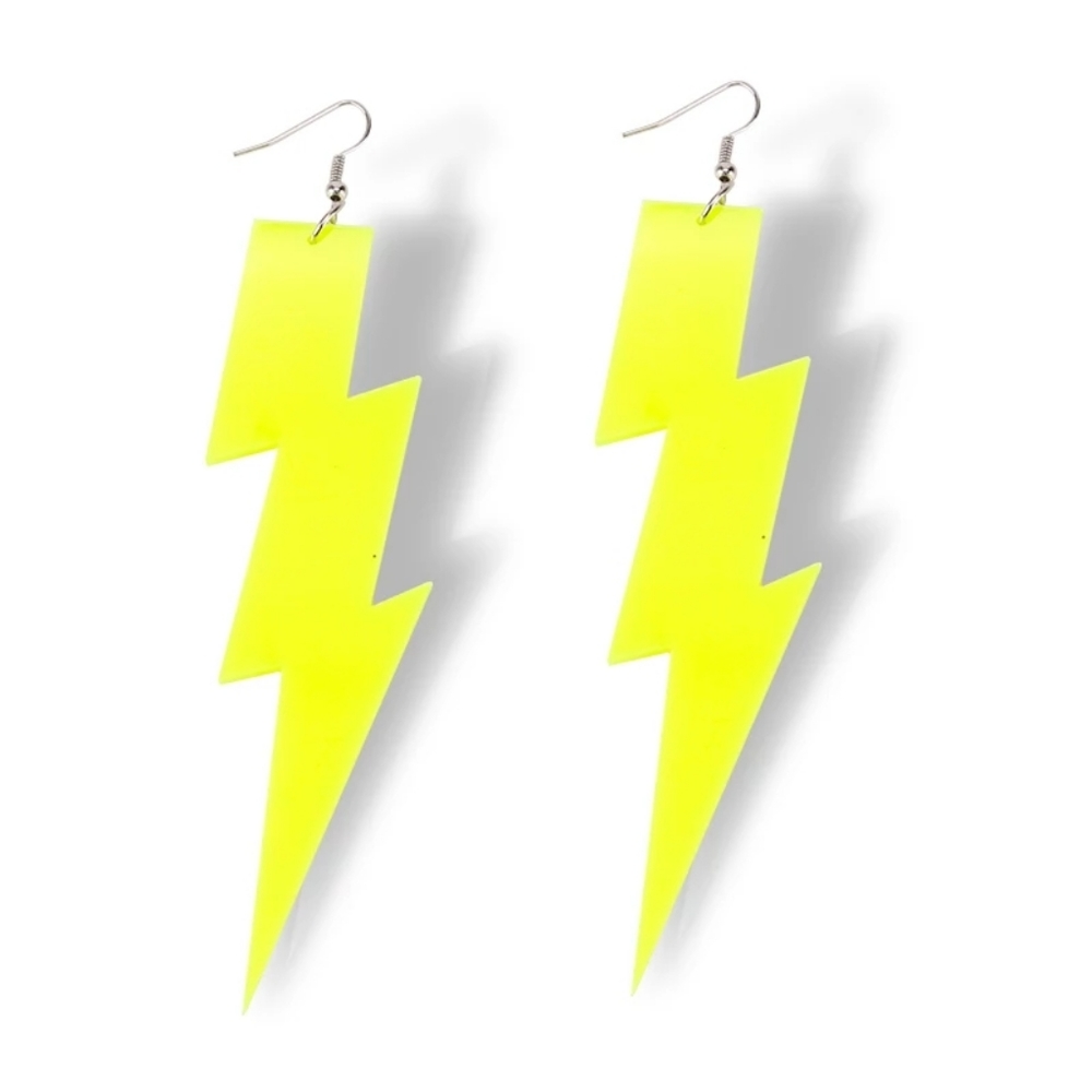 Neon Oversized Lightning Bolt Statement Earrings
